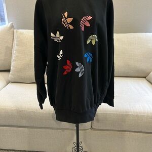 Adidas Women's Black Sweater with Multicolor Logo